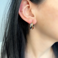 Yeşil ve Beyaz  Altın Halka Küpe AHK95