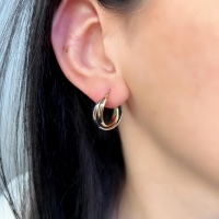 Yeşil ve Beyaz  Altın Halka Küpe AHK95