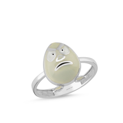 Yumurta Özel Tasarım Beyaz Altın Yüzük YHY538